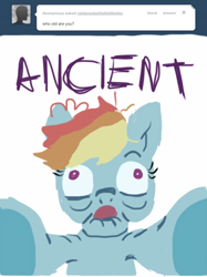 Size: 500x667 | Tagged: safe, rainbow dash, pegasus, pony, ask, older, rainbowdashtellsitlikeitis, tumblr, wrinkles