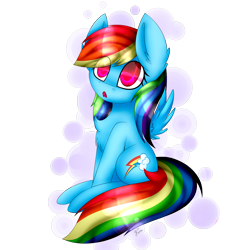 Size: 3000x3000 | Tagged: safe, artist:zakremciajkamala, derpibooru import, rainbow dash, pegasus, pony, abstract background, chest fluff, chibi, colored pupils, cute, ear fluff, open mouth, signature, simple background, sitting, small wings, solo, transparent background