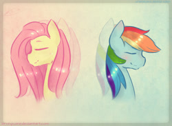 Size: 1133x830 | Tagged: safe, artist:nao-shii, fluttershy, rainbow dash, pegasus, pony, female, mare