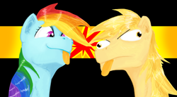 Size: 1022x566 | Tagged: safe, artist:testostepone, derpibooru import, rainbow dash, oc, pegasus, pony, derp, derp face, painting