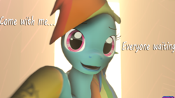 Size: 3840x2160 | Tagged: safe, artist:bronixbad, derpibooru import, rainbow dash, pegasus, pony, 3d, dialogue, looking at you, solo, source filmmaker