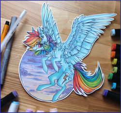 Size: 1900x1764 | Tagged: safe, artist:tenebristayga, derpibooru import, rainbow dash, pegasus, pony, solo, traditional art