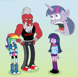 Size: 705x697 | Tagged: safe, artist:hellarmy, lord tirek, rainbow dash, twilight sparkle, equestria girls, equestria girls-ified, gasp, internal screaming, internal twiscream, meme, mohawk, mr. t, screaming internally, x internally