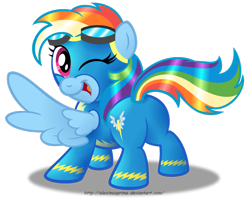 Size: 1280x1025 | Tagged: safe, artist:aleximusprime, rainbow dash, pegasus, pony, plot, simple background, solo, transparent background, wink, wonderbolts uniform