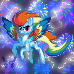 Size: 3500x3500 | Tagged: safe, artist:shimmycocopuffssx1, rainbow dash, pegasus, pony, female, looking at you, mare, rainbow power, solo