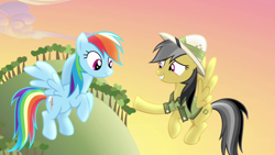 Size: 1280x720 | Tagged: safe, screencap, daring do, rainbow dash, pegasus, pony, daring don't, hoofshake