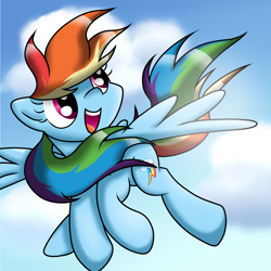 Size: 5000x5000 | Tagged: safe, artist:bristlespark, rainbow dash, pegasus, pony, absurd resolution, blue coat, female, mare, multicolored mane, solo