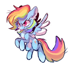 Size: 687x614 | Tagged: safe, artist:miikanism, derpibooru import, rainbow dash, pegasus, pony, chest fluff, ear fluff, simple background, solo, tongue out, white background