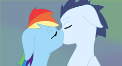 Size: 1002x550 | Tagged: safe, artist:shiningshadow595, derpibooru import, rainbow dash, soarin', pegasus, pony, kissing, male, shipping, soarindash, straight