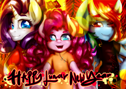 Size: 3035x2149 | Tagged: safe, artist:monochromacat, derpibooru import, pinkie pie, rainbow dash, rarity, earth pony, pegasus, pony, unicorn, bipedal, blushing, cheongsam, chinese new year, clothes, cute, dress, happy new year, happy new year 2017, one eye closed, smiling, trio, wink, year of the rooster