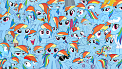 Size: 1366x768 | Tagged: safe, artist:rarity6195, rainbow dash, pegasus, pony, multeity, vector, wallpaper