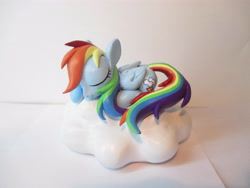 Size: 4608x3456 | Tagged: safe, artist:earthenpony, rainbow dash, pegasus, pony, cloud, sculpture, sleeping, solo