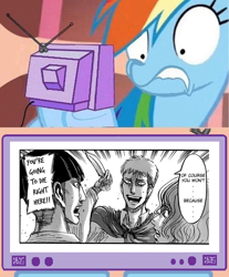 Size: 986x1188 | Tagged: safe, rainbow dash, pegasus, pony, attack on titan, exploitable meme, jean kirschtein, manga, meme, obligatory pony, tv meme