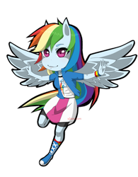 Size: 1024x1315 | Tagged: safe, artist:xzom-zom, rainbow dash, equestria girls, ponied up, solo