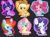 Size: 4879x3588 | Tagged: safe, artist:indiefoxtail, derpibooru import, applejack, fluttershy, pinkie pie, rainbow dash, rarity, twilight sparkle, twilight sparkle (alicorn), alicorn, earth pony, pegasus, pony, unicorn, alternate hairstyle, braid, bust, female, floral head wreath, line-up, mane six, mare, pigtails, portrait