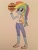 Size: 1024x1365 | Tagged: safe, artist:infernapelover, derpibooru import, rainbow dash, equestria girls, basketball, clothes, cute, pants, shoes, sneakers, solo, sporty style, traditional art