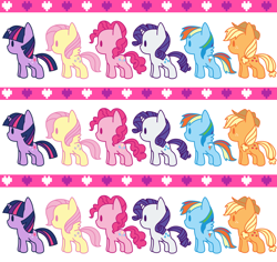 Size: 1110x1050 | Tagged: safe, artist:moyori, derpibooru import, applejack, fluttershy, pinkie pie, rainbow dash, rarity, twilight sparkle, earth pony, pegasus, pony, unicorn, mane six