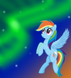 Size: 3553x3925 | Tagged: safe, artist:deannaphantom13, derpibooru import, rainbow dash, pegasus, pony, aurora borealis, floating, solo