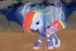 Size: 6000x4000 | Tagged: safe, artist:silversthreads, derpibooru import, rainbow dash, pegasus, pony, the cutie re-mark, absurd resolution, alternate timeline, apocalypse dash, crystal war timeline, redraw, scar, solo