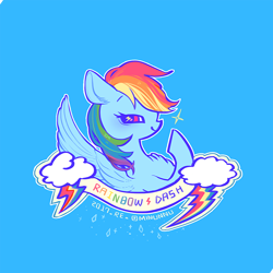 Size: 1000x1000 | Tagged: safe, artist:mirululu, derpibooru import, rainbow dash, pegasus, pony, solo