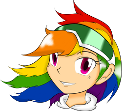 Size: 2279x2059 | Tagged: safe, artist:flam3zero, rainbow dash, human, bust, cosplay, crossover, humanized, portrait, solo, sonic adventure 2, sonic the hedgehog (series)