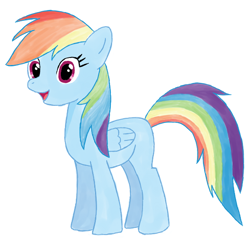 Size: 600x600 | Tagged: safe, artist:bradleydoom, rainbow dash, pegasus, pony, digital art, female, mare, simple background, smiling, solo, white background