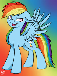 Size: 1936x2592 | Tagged: safe, artist:hayley1432, rainbow dash, pegasus, pony, blue coat, female, mare, multicolored mane, solo, spread wings