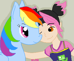 Size: 267x222 | Tagged: safe, artist:littlemisskate, rainbow dash, pegasus, pony, crossover, miko nakadai, transformers, transformers prime