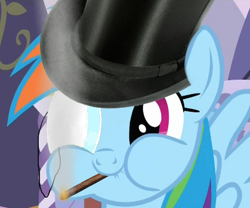 Size: 437x363 | Tagged: safe, artist:paultorsynocobnik, rainbow dash, pegasus, pony, cigar, hat, monocle, rainbow dash always dresses in style, solo, top hat