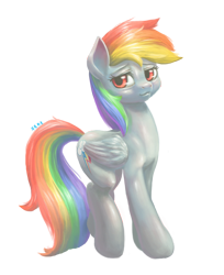 Size: 1500x1839 | Tagged: safe, artist:mrs1989, rainbow dash, pegasus, pony, female, looking at you, mare, signature, simple background, smiling, solo, transparent background