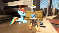 Size: 1191x670 | Tagged: safe, rainbow dash, pegasus, pony, 3d, gmod, scout, team fortress 2, unusual hat
