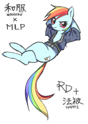 Size: 700x990 | Tagged: safe, artist:nitronic, rainbow dash, pegasus, pony, clothes, simple background, solo