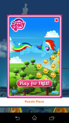 Size: 480x854 | Tagged: safe, screencap, rainbow dash, pegasus, pony, android, clear the skies, despicable me, flying, gameloft, minion rush, solo