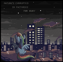 Size: 204x202 | Tagged: safe, artist:pawbit, rainbow dash, pegasus, pony, behind, city, gorillaz, lyrics, night, pixel art, rhinestone eyes, sitting, solo