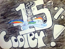 Size: 2592x1944 | Tagged: artist needed, safe, rainbow dash, human, 20% cooler, flying, traditional art