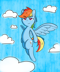 Size: 1968x2350 | Tagged: safe, artist:ekrostrance, rainbow dash, pegasus, pony, female, mare, simple background, solo