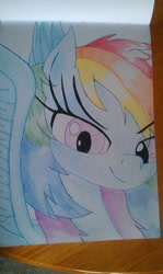 Size: 691x1156 | Tagged: safe, artist:maybyaghost, rainbow dash, pegasus, pony, pencil drawing, solo, traditional art