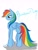 Size: 1536x2048 | Tagged: safe, artist:aquaangel1010, rainbow dash, pegasus, pony, blue coat, female, mare, multicolored mane, simple background, solo, white background, wings