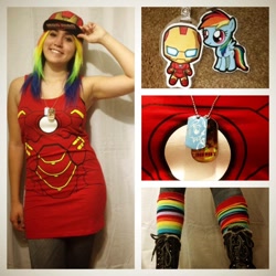 Size: 960x960 | Tagged: safe, artist:magyktrix, rainbow dash, human, cosplay, irl, irl human, iron dash, iron man, photo