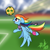 Size: 2000x2000 | Tagged: safe, artist:lightningnickel, rainbow dash, pegasus, pony, /mlp/, 4chan cup, football, frog (hoof), horseshoes, ponified, robin van persie, solo, underhoof, world cup