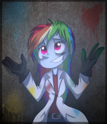 Size: 1000x1152 | Tagged: safe, artist:fj-c, rainbow dash, fanfic:rainbow factory, equestria girls, clothes, lab coat, solo