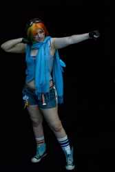 Size: 1366x2048 | Tagged: safe, artist:avalon-cosplay, rainbow dash, human, belly button, cosplay, irl, irl human, midriff, photo, solo