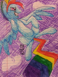 Size: 1024x1365 | Tagged: safe, artist:dawnshadow187, rainbow blitz, rainbow dash, pegasus, pony, rule 63, solo, traditional art