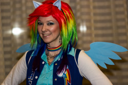 Size: 2000x1333 | Tagged: safe, rainbow dash, human, cosplay, irl, irl human, photo, solo