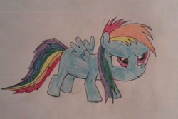 Size: 2592x1728 | Tagged: safe, artist:raakshii, rainbow dash, pegasus, pony, filly, filly rainbow dash, solo, traditional art