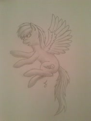 Size: 1944x2592 | Tagged: safe, artist:raakshii, rainbow dash, pegasus, pony, monochrome, solo, traditional art