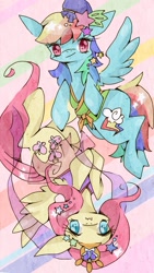 Size: 640x1136 | Tagged: safe, artist:momo1, fluttershy, rainbow dash, pegasus, pony, clothes, pixiv