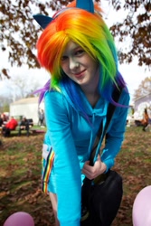 Size: 640x960 | Tagged: safe, artist:saltandpuff, rainbow dash, human, cosplay, irl, irl human, photo, solo