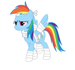 Size: 4600x4274 | Tagged: safe, artist:saltandpuff, rainbow dash, pegasus, pony, absurd resolution, bandage, female, injured, mare, simple background, solo, transparent background, vector