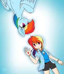 Size: 723x838 | Tagged: safe, artist:ranban, rainbow dash, human, human ponidox, humanized